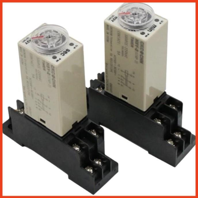 Timer mini H3Y-2 Rơ le đếm thời gian bằng núm vặn loại 8 chân nhỏ 12VDC  tặng kèm chân đế PYF083A