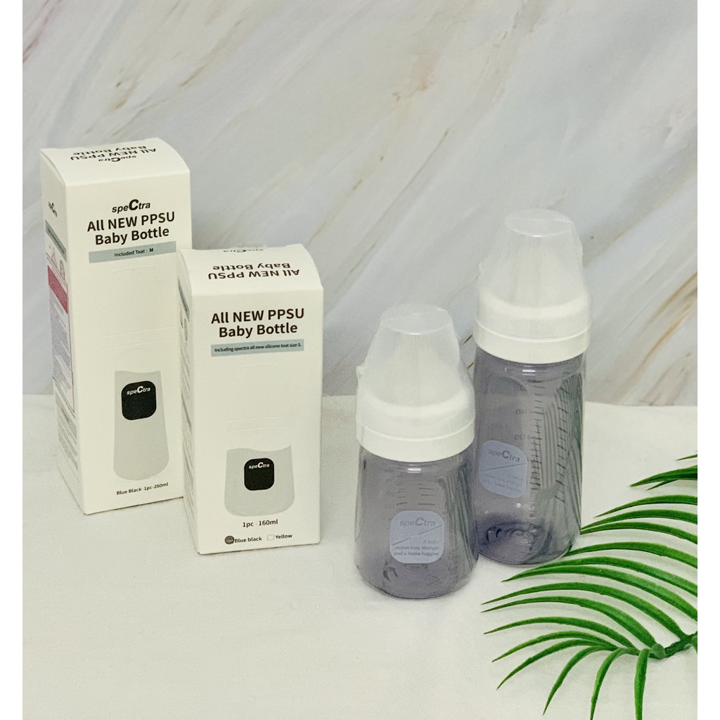 Bình sữa  PPSU Cổ Rộng Spectra Thân Bình Màu Xanh Đen - Dung Tích 160ml 260ml kèm Núm Ti