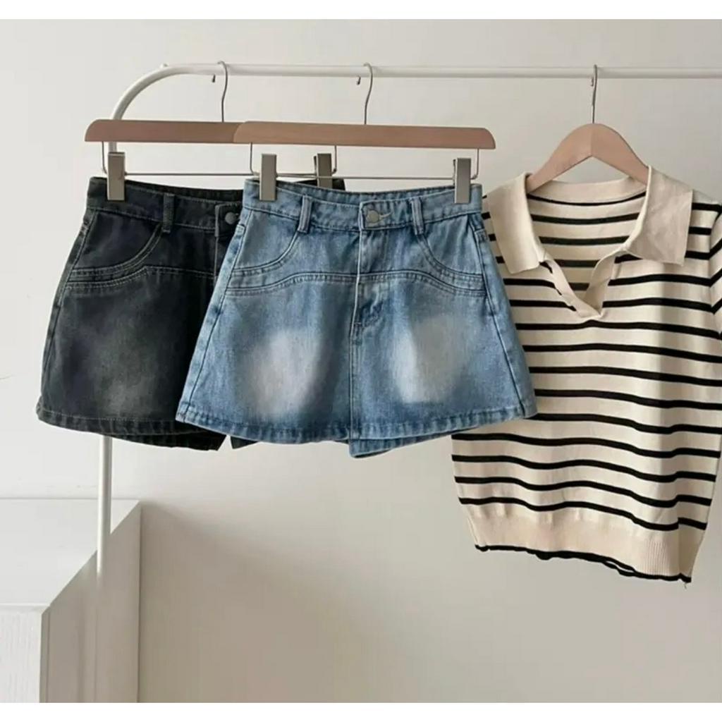 Chân váy jean dáng ngắn không túi trước, túi sau [Free Ship]