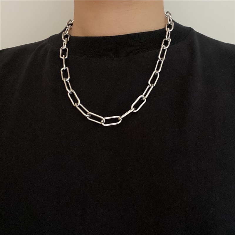 Dây chuyền thép titan chuỗi mắt xích hình dáng đơn giản phù hợp nam nữ unisex phong cách hiphop thời trang cá tính
