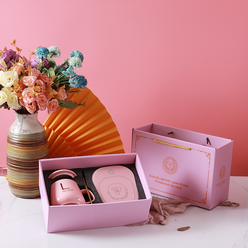 Cốc Sứ Và Đế Hâm Nóng Đồ Uống Cao Cấp Thông Minh - Đủ màu: XANH - TRẮNG - HỒNG Full Hộp