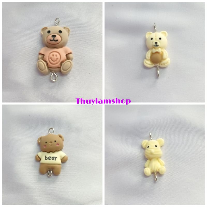 1 cặp Gấu, Mặt trời có móc treo làm dây đeo khẩu trang, làm trang sức, phụ kiện handmade