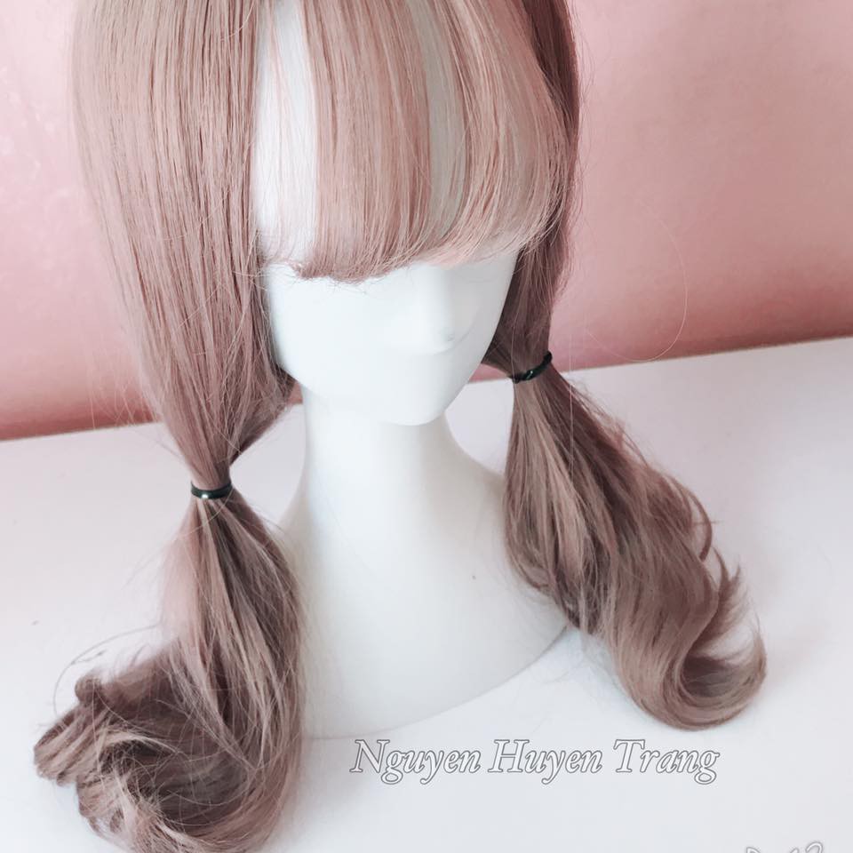 Đầu manocanh đội mũ tóc giả, nhựa trơn cao 40cm