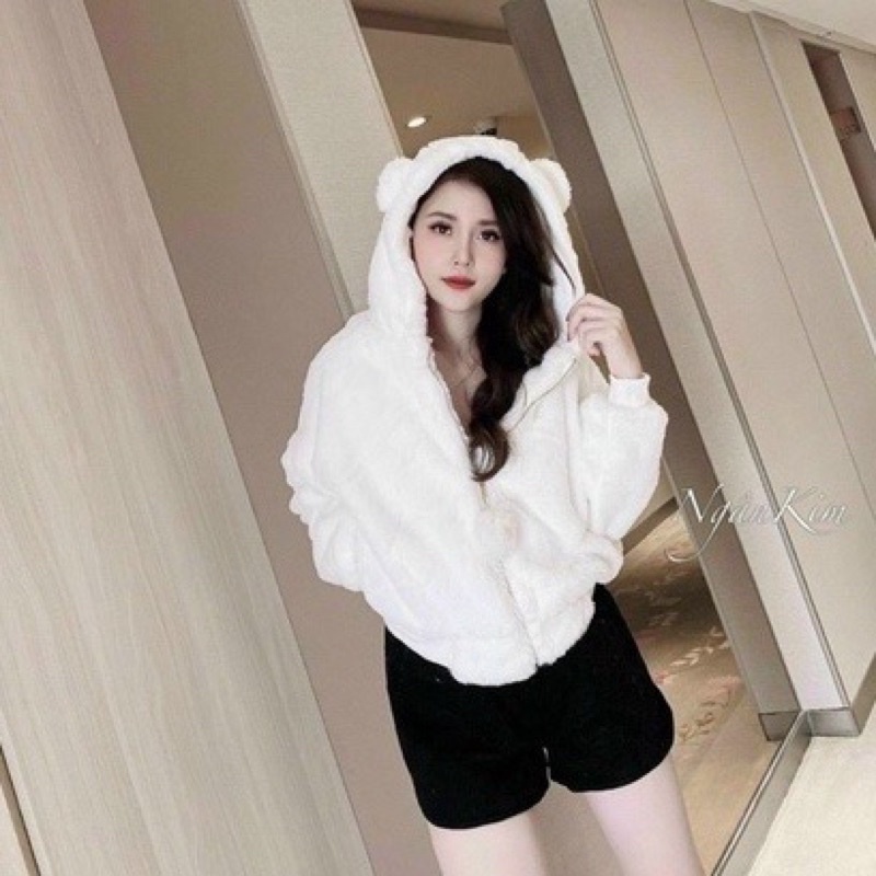 Áo khoác mũ lông gấu