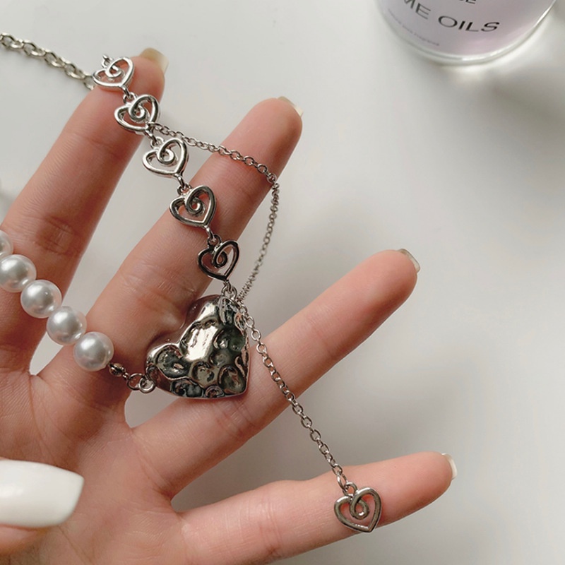 Vòng cổ Hình Trái Tim Phối Ngọc Trai Thời Trang Sang Trọng Cho Nữ