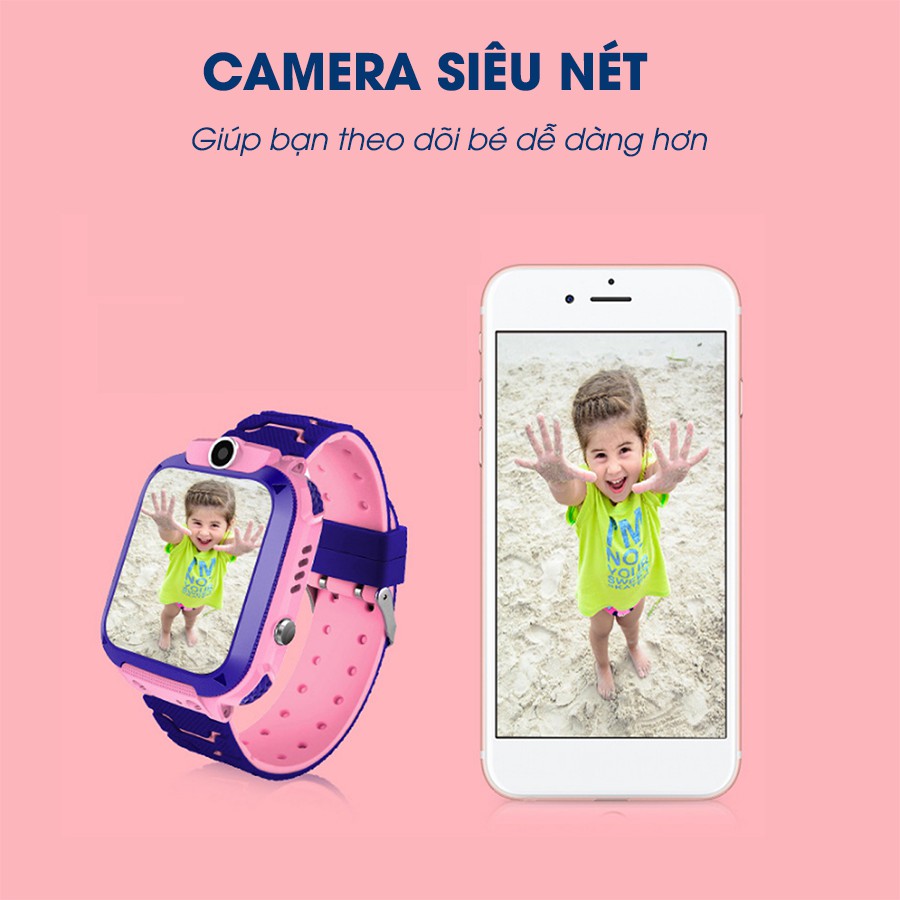 Đồng hồ định vị trẻ em giá rẻ Q12 có Camera - Chống nước - Lắp sim nghe gọi - Định vị