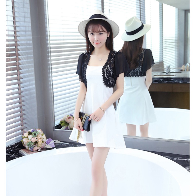 Áo khoác ren tà ngắn 06 khoác lửng bên ngoài mềm mại nữ tính đi làm dự tiệc nhiều màu C107