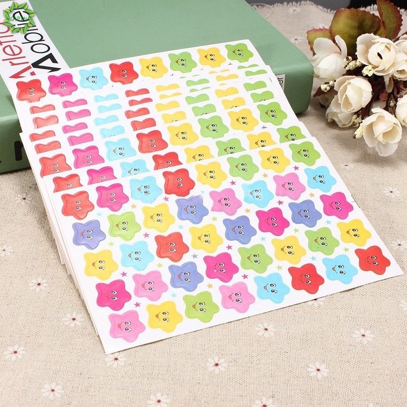 Bộ 10 miếng dán hình ngôi sao mặt cười dễ thương cho giáo viên