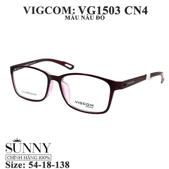 Gọng kính nam nữ thời trang Vigcom VG1503 nhiều màu chính hãng, thiết kế dễ đeo bảo vệ mắt