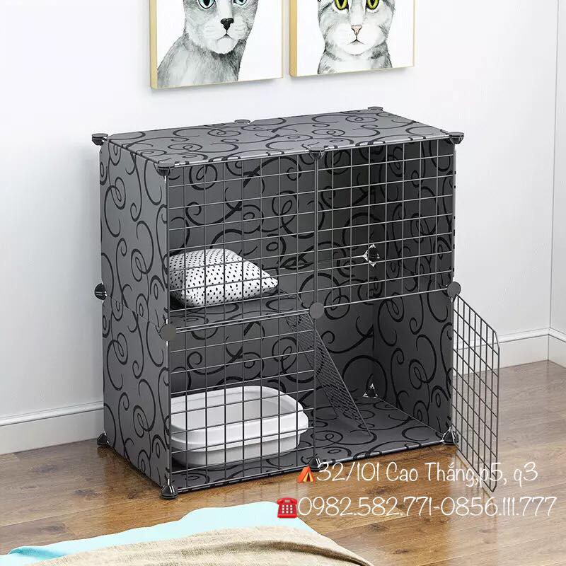 CHUỒNG MÈO GIÁ RẺ, CHUỒNG CHÓ LẮP GHÉP Chuồng quây cho pet loại kín-74x37x74