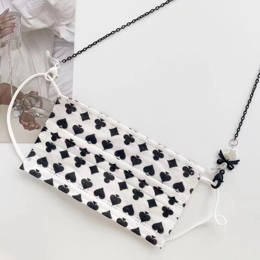 Dây Đeo Mắt Kính Bằng Acrylic Họa Tiết Hoạt Hình Trắng Đen Phong Cách Hàn Quốc