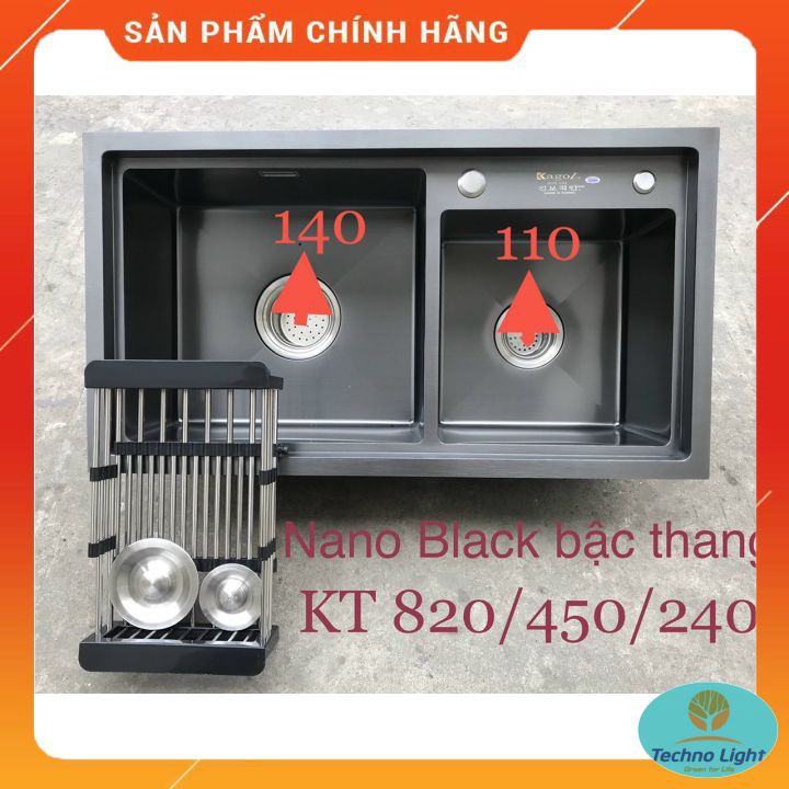 Chậu rửa bát, chậu rửa chén nano bậc thang KAGOL ⚡ chống ồn kháng khuẩn ⚡ HÀNG CHÍNH HÃNG - BH 5 năm⚡ [ảnh thật]