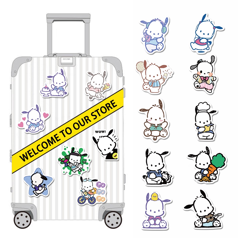 Bộ 50 miếng dán trang trí máy tính xách tay hình chú chó Pacha dễ thương chống thấm nước