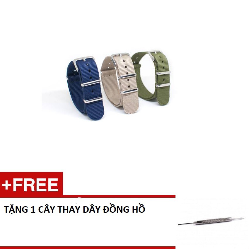 Bộ 3 dây vải Nato cho đồng hồ Tiktakus ( Size 18-20-22mm)  + Tặng 1 cây thay dây