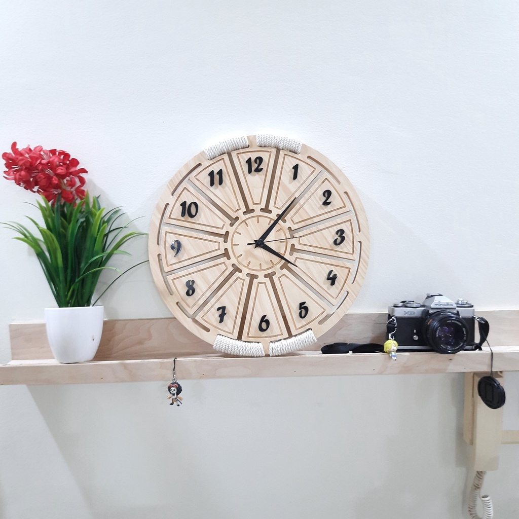Đồng hồ treo tường vintage Macrame quấn dây