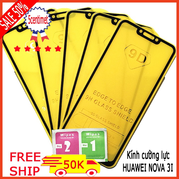 HUAWEI 3I, 3E,Y9,Y7 PRO,REALME 2,3,C2 Kính cường lực full màn hình (tặng kèm giấy lau khô, giấy lau ướt ) 5centimet