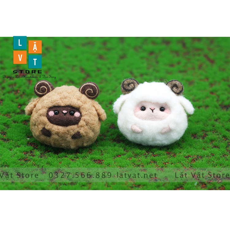 Kit Len Chọc Cừu Tròn Cute, Kit len chọc siêu cute chào hè có hướng dẫn, Needle felting sheep, quà tặng ý nghĩa