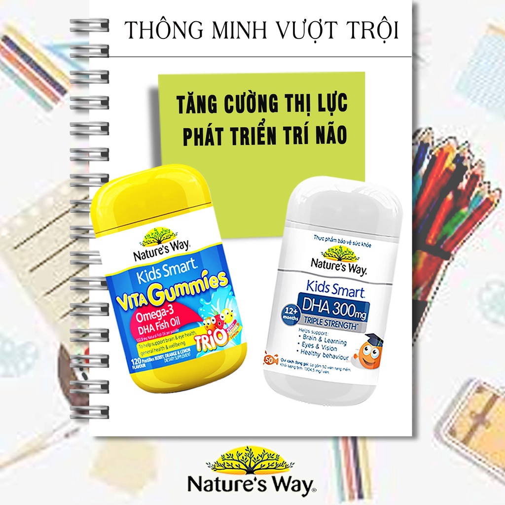 Viên Uống Dầu Cá Trẻ Em Nature's Way DHA Hỗ Trợ Sức Khỏe Não Bộ Và Mắt, Hộp 50 Viên