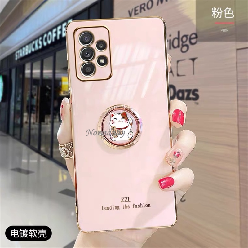 Ốp Điện Thoại Silica Gel Mềm Mạ Hình Mèo May Mắn Cho Samsung Galaxy A53 A05 A05 A23 A33 A73 A23 LTE A13 M33 M23 5G 4G