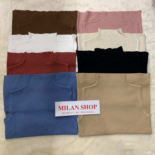 Áo len sát nách cổ tròn hoa trà sang trẻ hot hit