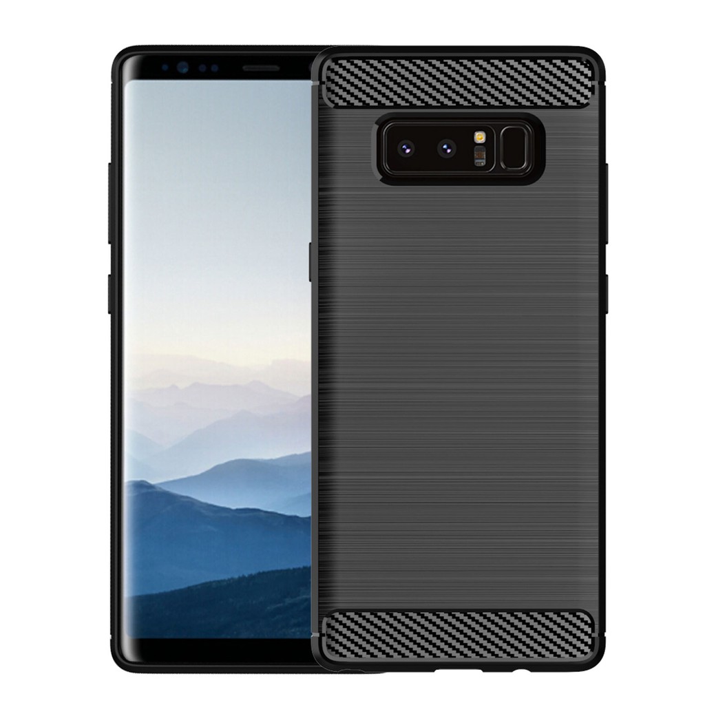 Ốp lưng Samsung Note 8 9 10 20 Plus Ultra 10 Lite silicon mềm bằng sợi Carbon phay xước chống sốc chống vân tay Màu đen