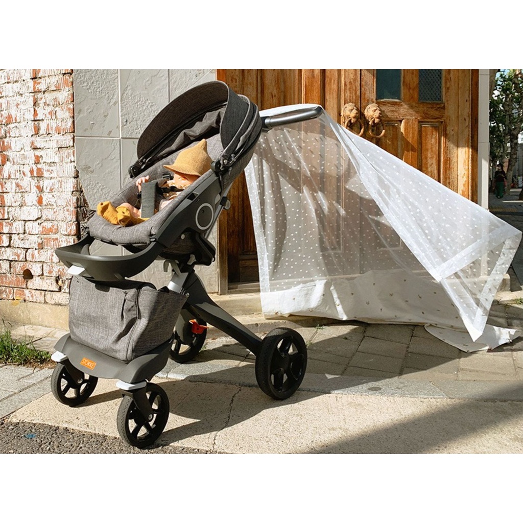 Tấm Vải Che Phủ Xe Đẩy Em Bé Chống Muỗi Tiện Dụng Phong Cách Hàn Quốc