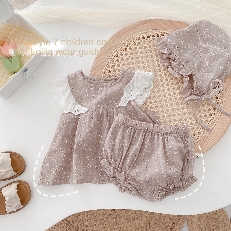Set Đồ Mùa Hè Gồm Áo Khoác Tay Bay Kèm Quần Ngắn in Hoa Cho Bé Gái 0-2 Tuổi