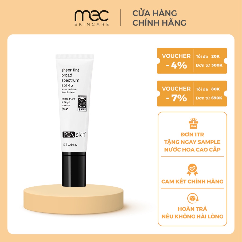 Kem chống nắng mỏng nhẹ, không kết dính cho da dầu PCA Weightless Protection Broad Spectrum SPF 45 - Mecskincare
