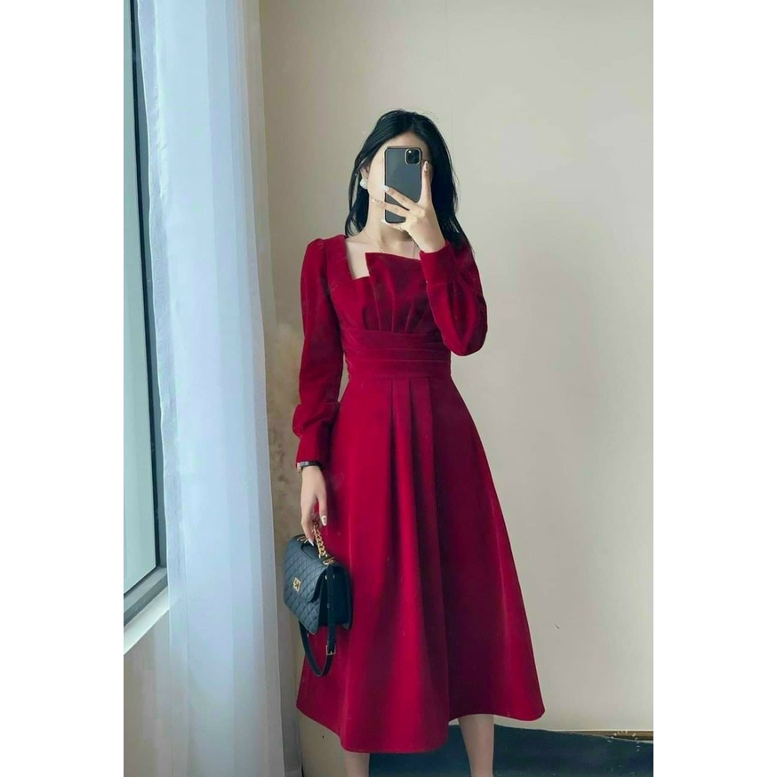 Váy đầm nữ dự tiệc dáng dài xếp ly eo xinh xắn