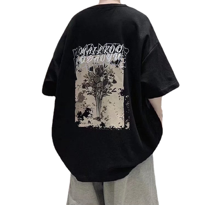 Áo Thun Tay Ngắn Cổ Tròn In Chữ Phong Cách Hàn Quốc Dành Cho Nam size M-5XL