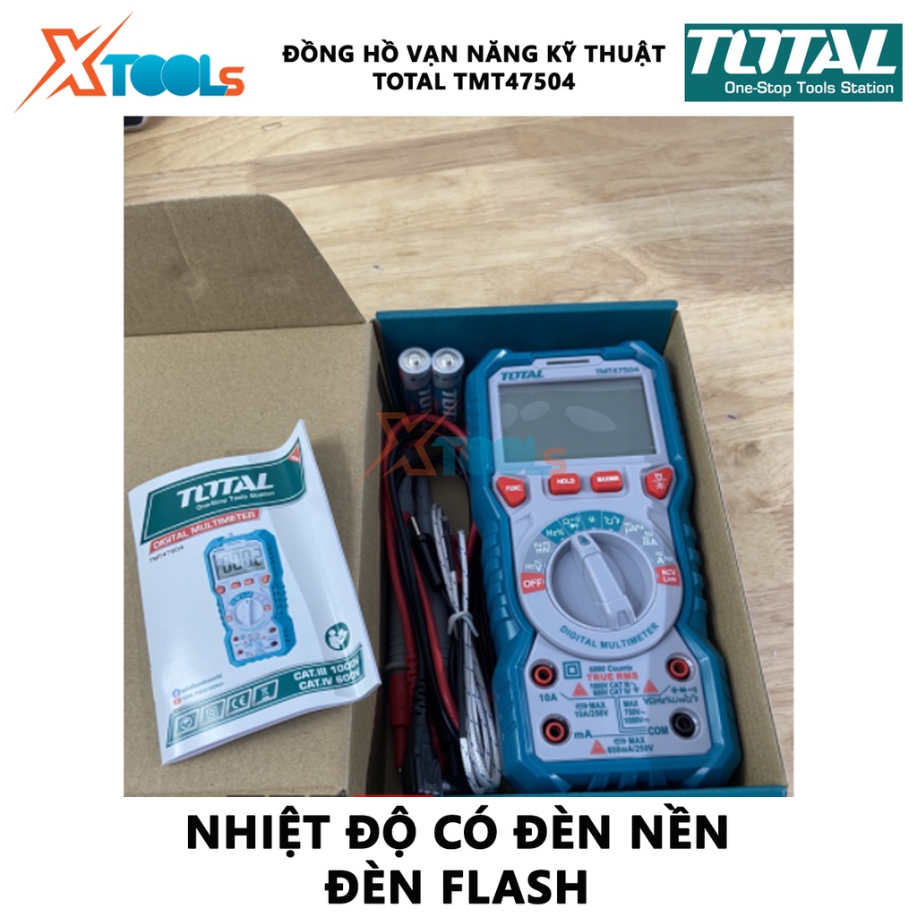 Đồng hồ vạn năng kỹ thuật số TOTAL TMT47504 đồng hồ đo đa năng Điện áp DC 600mV 6V 60V 600V 1000V ± (0,5% +3), Hiệu suất