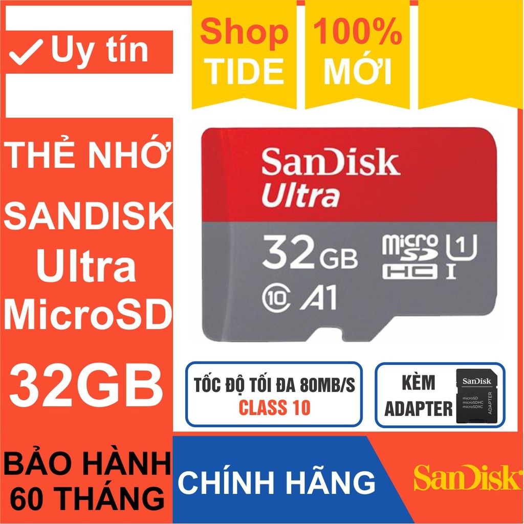 Thẻ nhớ MicroSD SanDisk 32GB – Bảo hành 5 năm – CHÍNH HÃNG – Kèm Adapter - Chuyên dùng cho camera