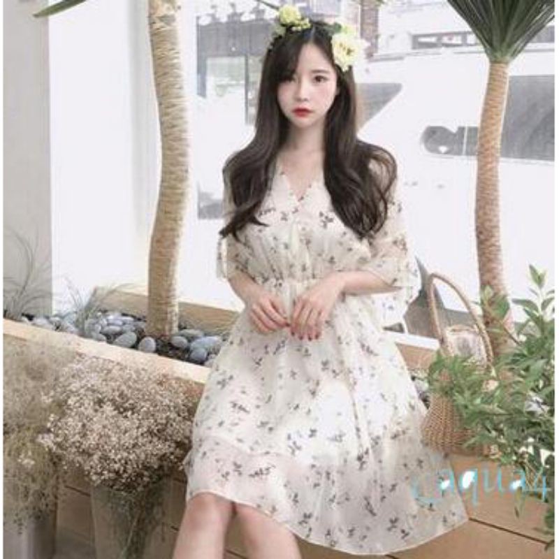 Đầm hoa nhí tiểu thư tay lỡ có size lớn