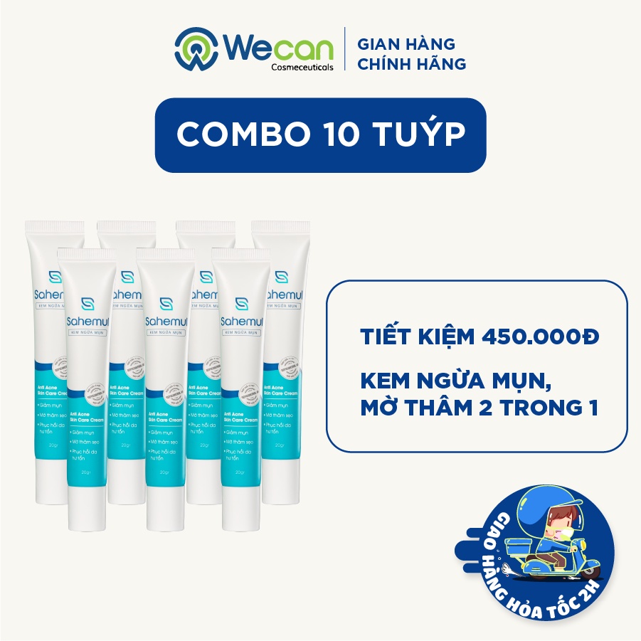 Combo Sỉ 10 tuýp kem ngừa mụn Sahemul 20gr - Dùng cho mụn viêm, mụn bọc, mụn mủ, mụn trứng cá và thâm mụn