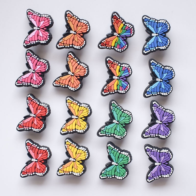 con bướm đầy màu sắc PVC phụ kiện dép Crocs charm DIY khóa giày crocs jibbitz crocs trang trí lỗ giày phụ kiện giày dép crocs nút trang trí giày trẻ em Dép Sandal Đồ trang sức Quà tặng sáng tạo món quà đặc biệt