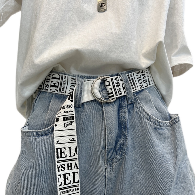 Thắt Lưng Vải canvas Màu Trơn Khóa Tròn Đôi Không Cần Đục Lỗ Thời Trang Cho Nam Và Nữ