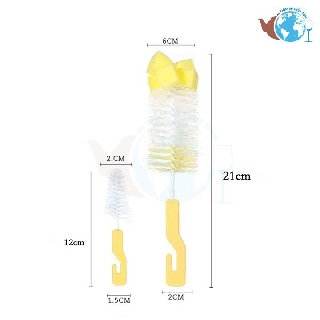Bộ cọ rửa ly tách có móc treo bao gồm 1 cọ lớn rửa ly tách bình sửa và 1 cọ nhỏ rửa núm ti bình sữa