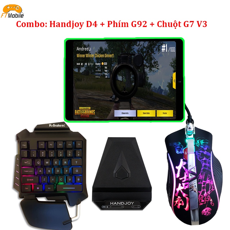 Handjoy D4 | Bộ Chuyển đổi chơi game bàn phím chuột dành cho điện thoại máy tính bảng