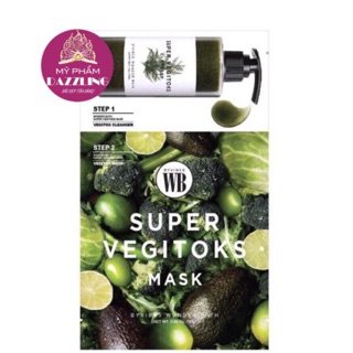 Mặt Nạ Rau Củ thải độc 2 bước kèm gel rửa mặt Super Vegitok