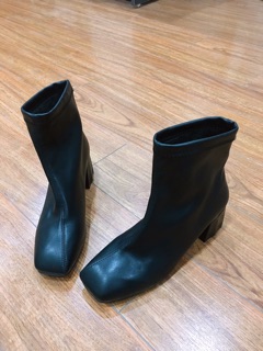 Bốt da đế 5cm (ảnh thật)