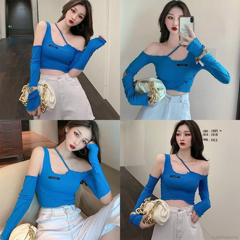 Áo Thun Tay Dài Trễ Vai Thiết Kế Độc Đáo Cho Nữ