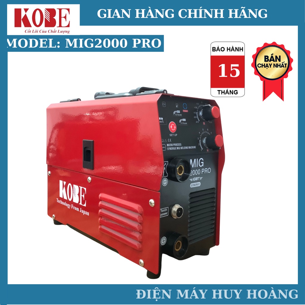 Máy hàn mig không dùng khí KOBE 2000pro dây súng mig rời 2,5m tiện lợi -  tặng full phụ kiện