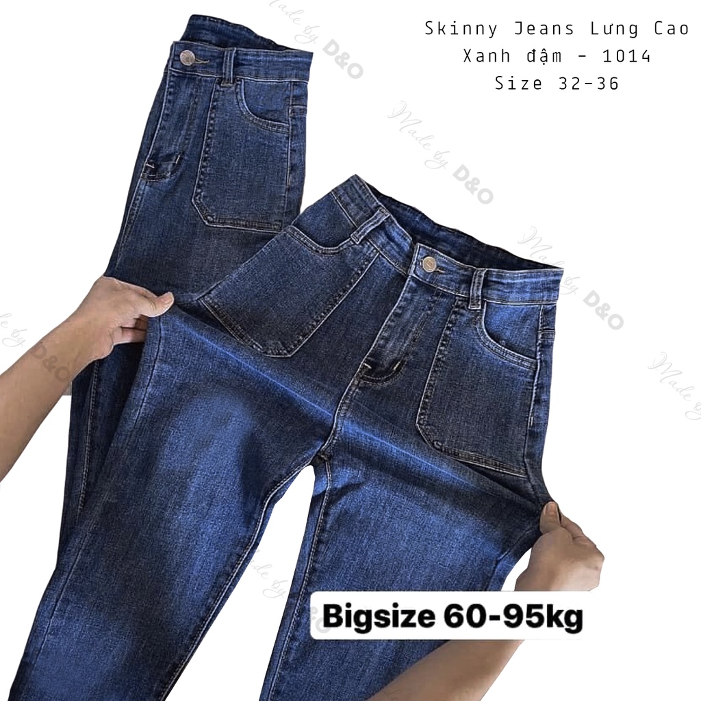 Quần Dài Jeans Bigsize, Xanh Đậm Túi Hộp 1014, Lưng Siêu Cao, Co Giãn Mạnh [ Size 32-36]