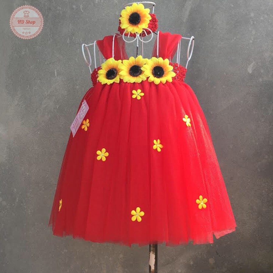 Váy tutu cho bé ❤️FREESHIP❤️ Váy tutu đỏ cho bé gái - đỏ hướng dương