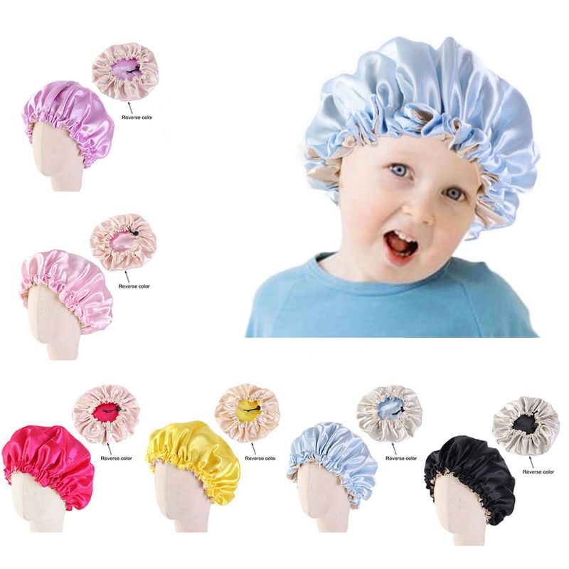 Mũ Chemo Hai Lớp Bằng Satin Màu Sắc Tươi Sáng Có Thể Điều Chỉnh Kích Thước Dùng Khi Ngủ Mùa Hè Cho Trẻ Em