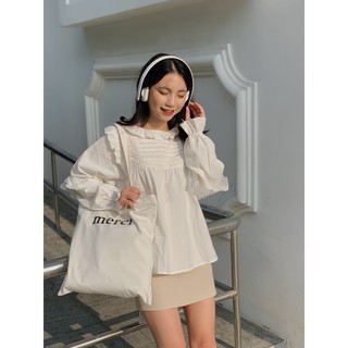 Áo babydoll vai bèo ngực xếp li ngang SA411 1994closet