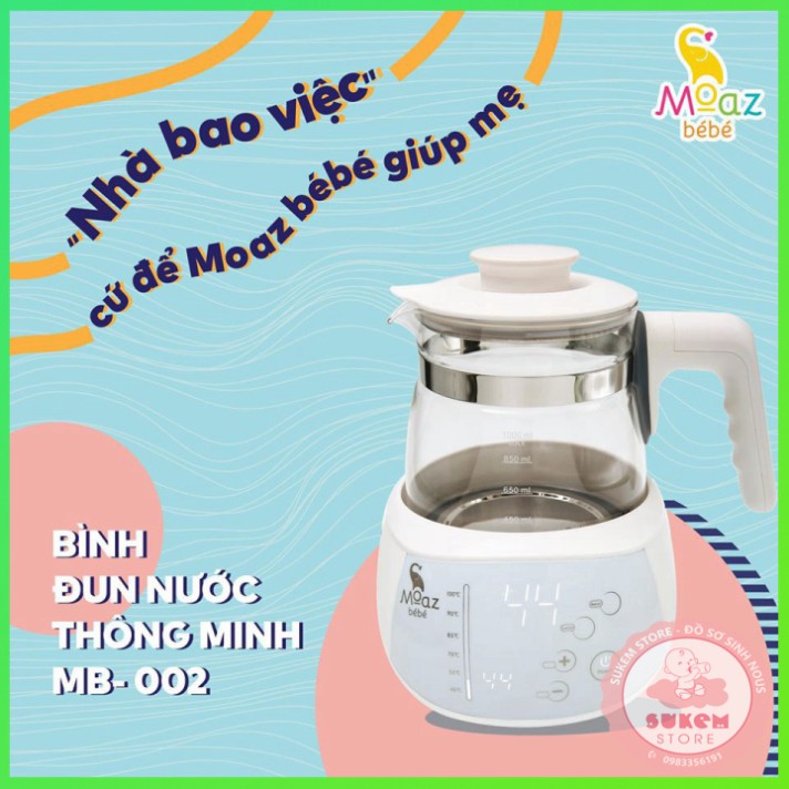 Ấm Đun Nước/ Bình Đun Nước Moaz bébé MB002, Có Chế Độ Khử Clo Thông Minh,Duy Trì Nhiệt Độ Cài Đặt Liên Tục Trong 24H