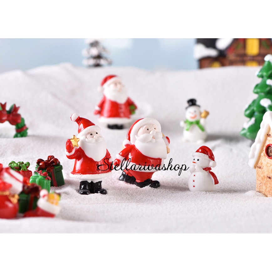 Mô hình ông già Noel, người tuyết, cây thông, trang trí tiểu cảnh Giáng Sinh, Christmas terarrium