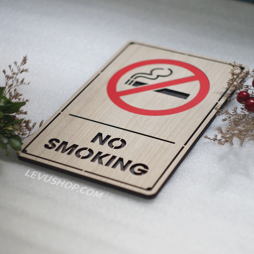 Bảng gỗ khắc laser No Smoking - khu vực không hút thuốc