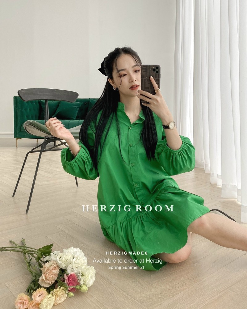 Váy sơ mi suông HERZIGMADE chất thô nhiều màu Soda pop dress - B1771